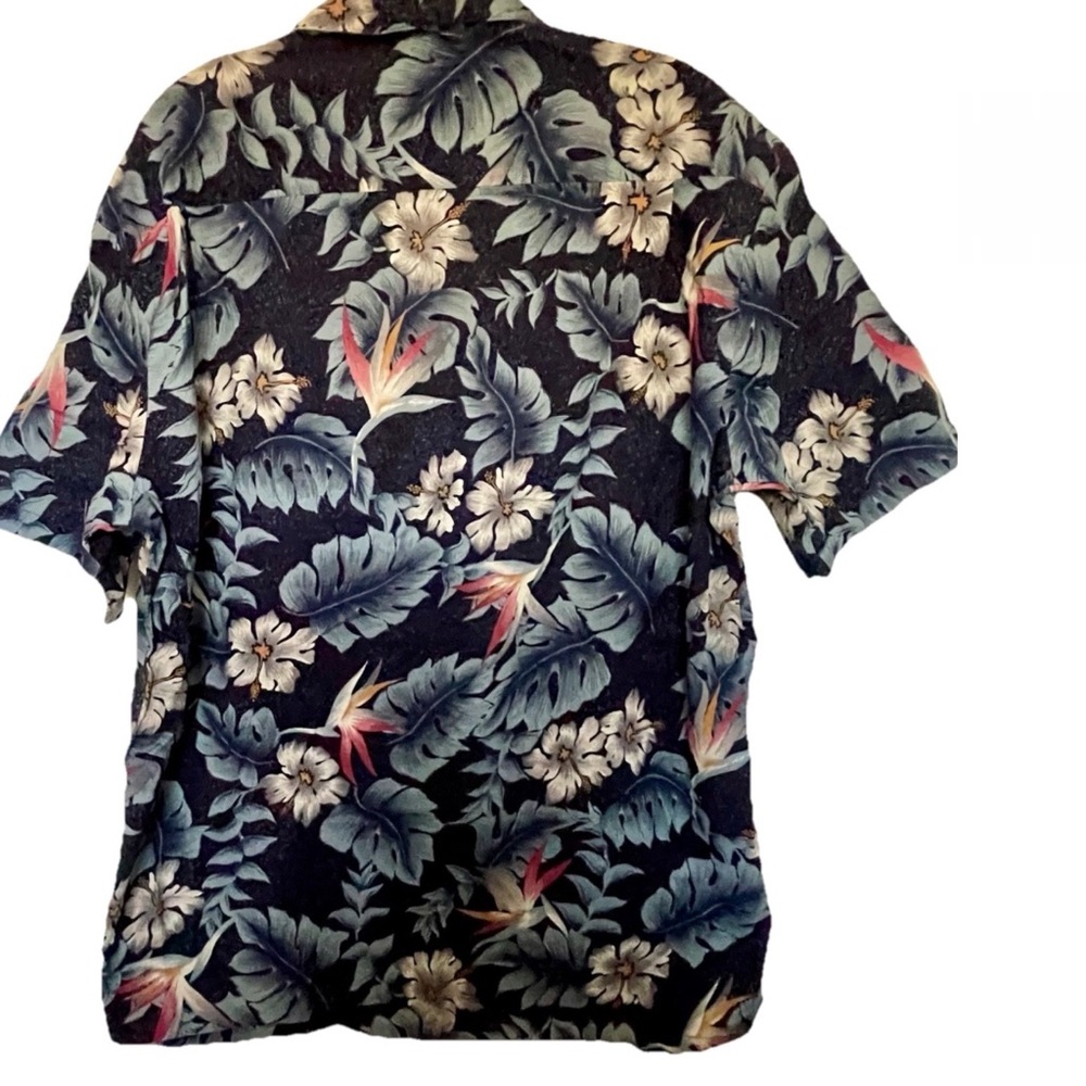 HAWAII BLUES Classic Cotton HAWAIIAN Tropical Floral Print SHIRT Size Large